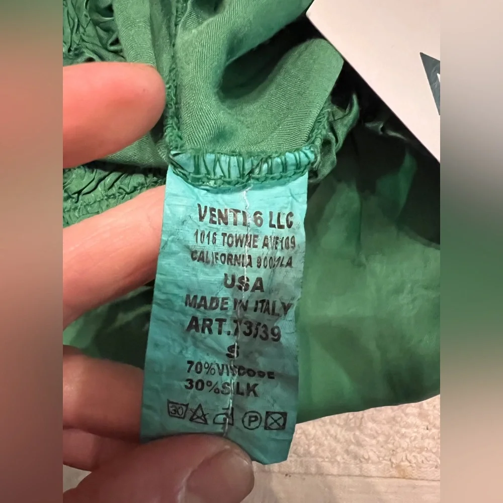 VENTI6 Vibrant kelly green silk blend wide leg palazzo pants size S - Picture 7 of 11